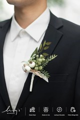 Artificial White Greenery Boutonniere