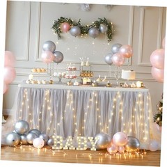 Gray Tulle Tutu Table Skirt for Rectangle Tables or 9ft, 108IN(L) X30in(H) Grey