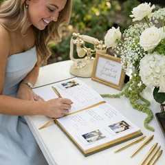 Beautiful Sage Wedding Guest Book for Reception Sign In Memory Keepsake Book