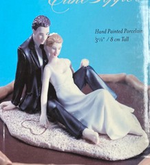 Wedding Cake Topper Romantic Couple Lounging on the Beach Weddingstar Porcelain