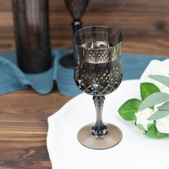 BLACK 6 Plastic 8 oz Crystal Cut Goblets WINE GLASSES Party Events Decorations