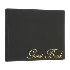 Elegant Guestbook, 9″x7″ PU Leather Wedding Guest Book, Black