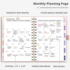 RETTACY Undated Planner, Weekly and Monthly, 53 Weeks and 12 Months, Medium S…