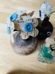 Vintage doorknob flower decorations-hand made-with vintage book pieces-wedding++