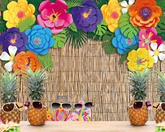 VitalCozy 7x5ft Fabric Hawaiian Beach Photography Backdrop Aloha Luau Party D…