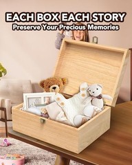 Wooden Memory Keepsake Box, Floral Heart Engraved 9.8″L x 7.8″W x 4.1″H Yellow