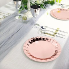 25 ROSE GOLD 9″ Metallic Round Paper Salad Dinner Plates Geometric Design