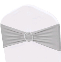 20 Grey Spandex Stretch Chair Sashes Bows with Slider Buckle Wedding Open Box