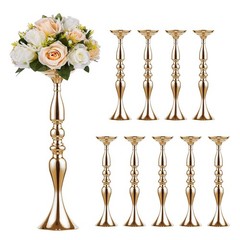 Sziqiqi Metallic Vase Centerpiece Stands for Wedding Table 20in-10pcs, Gold