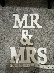 Wood Sign “Mr & Mrs” for Wedding Anniversary Letters Table Top Party Props Deco