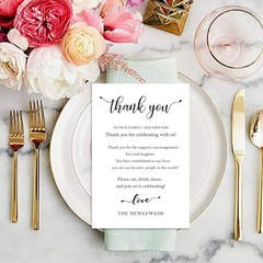 Giftideaworkshop 50 Pcs Wedding Thank You Place 50 Count (Pack of 1), White