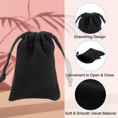 20Pcs Velvet Gift Bags 2 x 2.8″ Velvet Drawstring Jewelry Pouches Black