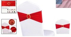 Red Spandex Chair Sashes with Gold Buckles (Pack of 50)