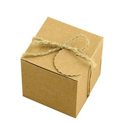 Kraft Paper Cube Favor Box Kit Candy Thank You Treat CubeCandyBox-Kraft-2X2