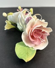Vintage Porcelain Flowers on Wire Wedding Corsage Pink Handcrafted Unique