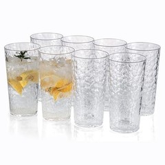 24-ounce Plastic Tumblers, Acrylic Drinking Glasses High-Balls, set of 8 Clear