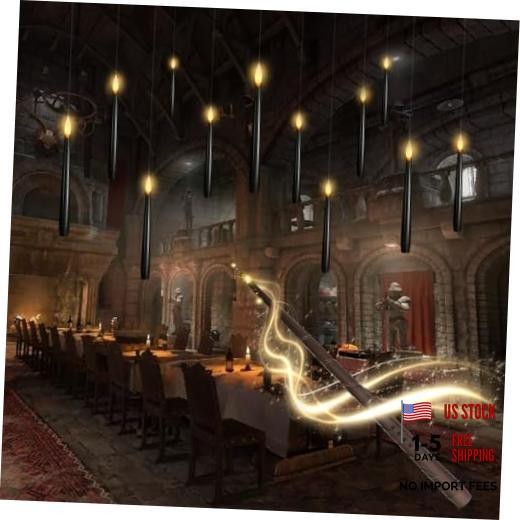 Flameless Floating Candles with Wand，12 Pcs Magic LED Hanging Black-12pcs