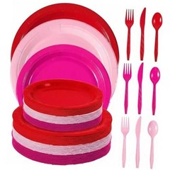 180 Pcs Valentines Paper Plates Red Rose Red Pink Plates Disposable Plates