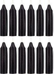 Box of 12 Black Candles | 4 inches Tall & 3/4 inch Diameter Set 12,