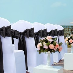 Chair Sashes 10 Pcs, Satin Ribbon Bows For Banquet Birthday Events, Black