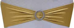 Metallic Gold, Spandex Stretch Chair Sashes Bow with Slider Buckle Wedding Party