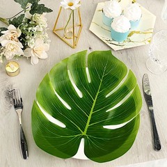 12 Green ARTIFICIAL MONSTERA LEAVES Tropical Greenery Party Events Decorations