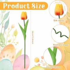 48 Pcs Artificial Tulips Fake Flower Bouquet PU Real Touch Mixed Colors Easter
