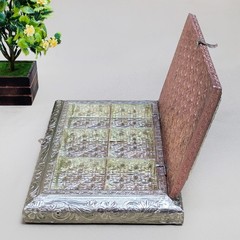 Handcrafted Wooden Dry Fruit Box 6 Section Metal Embossed Elephant Gift Storage