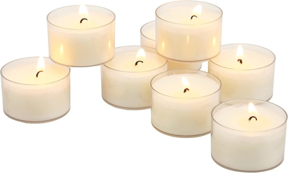 Stonebriar 48-Pk White Unscented Smokeless 8-Hr Clear Cup Tea Light Candles