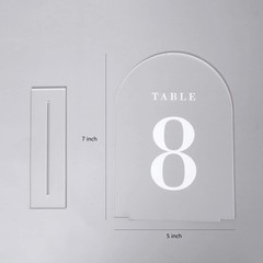Arch Frosted Acrylic Table Numbers 1-15 Stands 5×7 Wedding Signage Centerpiece