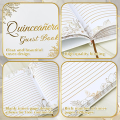 Quinceañera Guest Book with Pen 11 X 8 Inch Libro De Firmas Para 15 Años Quincea