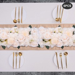 6* Dining Table Flower Centerpieces Silk Champagne Rose Flower Arrangement Deco