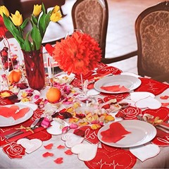 6 Pcs Embroidered Valentine’s Day Placemats Applique 11 x 17 Inch Heart