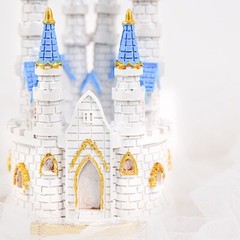 8.5″ White and Blue Princess Castle CAKE TOPPER Baby Shower Party Decorations