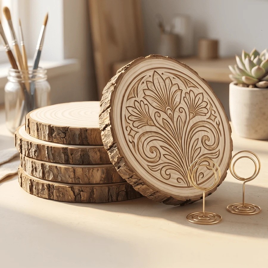 10 PCS 9-10 Inch Large Wood Slices Natural Wooden Circles Wedding Centerpieces