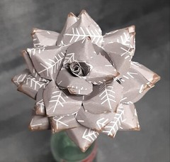 Handmade Paper Flower on stem (Gray Pattern No.5) for Wedding, St. Valentine’s