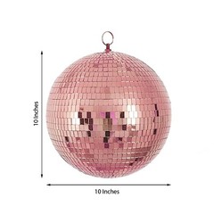 2 pcs 10″ wide Rose Gold Glass Mirror Disco Balls Ornaments Wedding Decorations