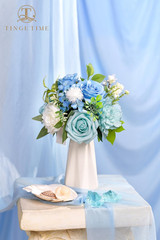 Provence Blue 7″ Artificial Wedding Bouquets Set of 4 for Bridesmaids