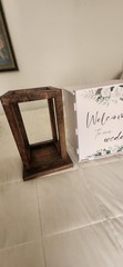 Wooden Lanterns & Welcome Sign Set Brown White Floral Wedding Decorations