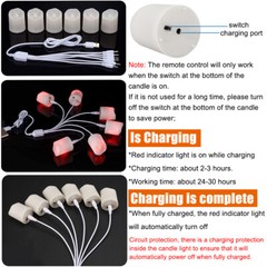 6PCS Rechargeable Flameless Flickering LED Candles Tea Lights with Timer Remote