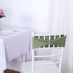 10 Eucalyptus Green Spandex CHAIR SASHES with Silver Round Buckles Wedding