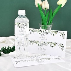 Wedding Water Bottle Labels Thank You, 50 Pcs Greenery Plant Water Bottle