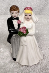 Norcrest Bone China Miniature Bride and Groom 2 3/4 Inches Tall Blonde Brunette