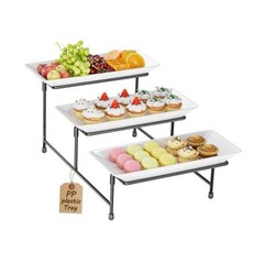 3 Tier Serving Tray for Party, 12» BPA Free Food 12″ x 11.6″ x 8.7″ Black