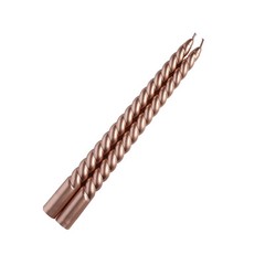 ROSE GOLD 12 Spiral 11″ Long Unscented Premium Wax Taper CANDLES Party