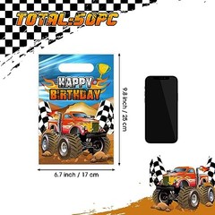 50 Pieces Monster Truck Party Favor Bags Racing Car Candy Goody Treat Plastic