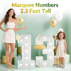 2.3FT 13 Marquee Numbers, 13 Light up Numbers 13th Birthday Number 13