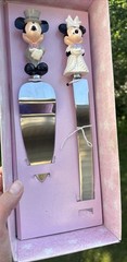 Vintage Disney Store Mickey & Minnie Mouse Wedding Cake Server & Knife Set