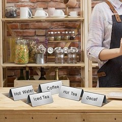 Hicarer 5 Pcs Stainless Steel Table Tent Sign Coffee Signs Tea Beverage Table X