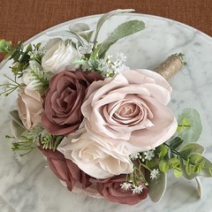 Bridal Bouquet 11” Wedding Bouquet Pink Mauve White Spring Summer
